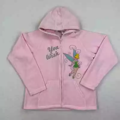 Buy Vintage Tinkerbell Hoodie Size Medium Pink Fleece Zip Up Embroidered Disney • 23.97£