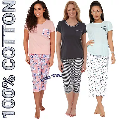 Buy Ladies Pyjamas Set Nightwear Pjs NEW CROP PURE COTTON SOFT JERSEY • 9.95£