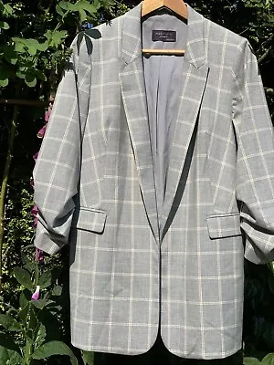 Buy M&M Collection Relaxed Fit Check Blue/Grey Checked Blazer Uk 14 • 15£