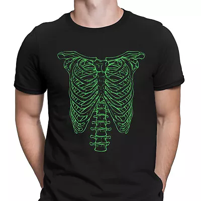 Buy Green Skeleton Ribcage Spinal Tap Horror Scary Retro Vintage Mens T-Shirts #DJG • 9.99£