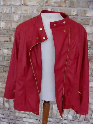 Buy Women Sz 3x Red Red Vegan Leather Retro 80s Looking Lined  Jacket  Nwot Conditio • 22.17£