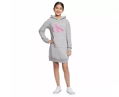 Buy Calvin Klein Jeans Gray Hoodie Dress Youth Girl Shirt Size S-7/9 New With Tag • 13.78£