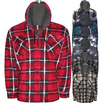Buy Mens Sherpa Fleece Lined Hoodie Lumberjack Jacket Hooded Work Thick Padded Shirt • 20.99£