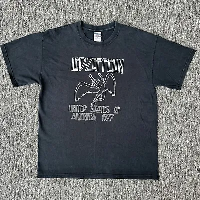 Buy Vintage Led Zeppelin Shirt Men’s Large Black Gildan 2000 Myth Gem USA Tour 77 • 34.99£