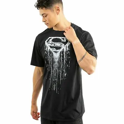 Buy Superman Mens T-shirt Paint Logo Black S-XXL Official DC Comics • 13.99£