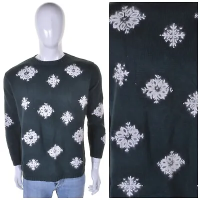 Buy Vintage Christmas 3D Snowflake Jumper M Cute Kitsch Ugly Tacky Novelty Sweater • 24.99£