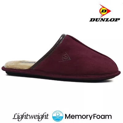 Buy Dunlop Mens Slippers Winter Warm Fur Cosy Memory Foam Indoor Slip On Shoes Size • 7.95£