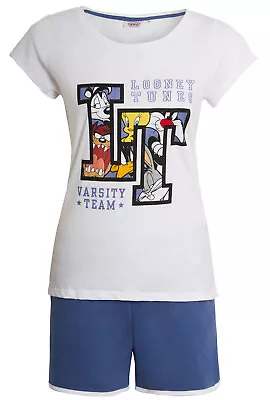 Buy Womens Looney Tunes Pyjamas Ladies Short Sleeve T-Shirt Shorts Summer Lounge Set • 9.95£