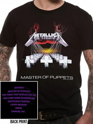 Buy Official Metallica T Shirt Master Of Puppets Tracks Black Classic Rock Metal Tee • 15.90£