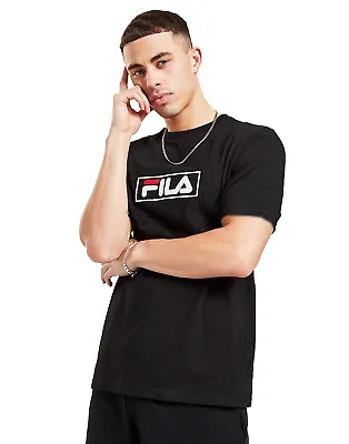 Buy Fila Men Cotton Crew Neck Short Sleeve Black Retro Logo T Shirt Top Tee XS S M  • 8.99£