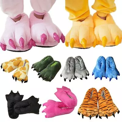 Buy ❤ Adults Kids Animal Monster Feet Slippers Claw Dinosaur Paw Plush Indoor Shoes  • 7.80£