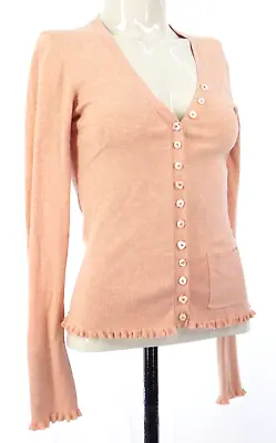 Buy Whistles Jumper Cardigan Vintage Flower Heart Shaped Buttons V Neck Pink Marl 10 • 22.99£