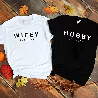 Buy Husband Wife Couple T-shirt 2024, New T-shirt For Men & Women, Wifey Hubby (1) • 5.99£