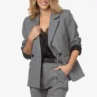 Buy Anine Bing Becky Menswear Blazer In Grey Fishborne Women's Small • 240.32£