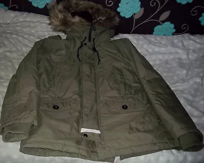 Buy Tu, Size L, Khaki, Padded Parka Jacket, Fur Collar Hood, Men's Coat, Mod, Used • 10£