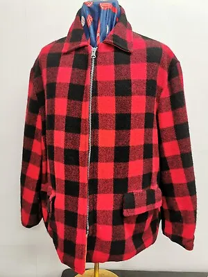 Buy Vintage   Red Plaid Reversible Mackinaw Jacket  Size  Large Americana  • 65£