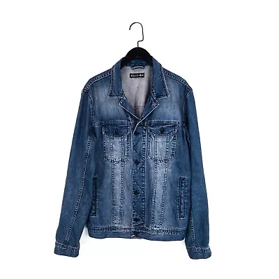 Buy Religion Mens Mid Blue Washed Denim Trucker Rock Jacket - Size S • 35£