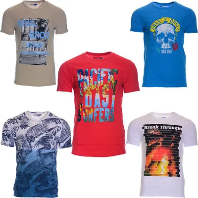 Buy New Mens T Shirts Printed Cotton Short Sleeve Crew Neck Summer Beach Tees Top • 5.95£