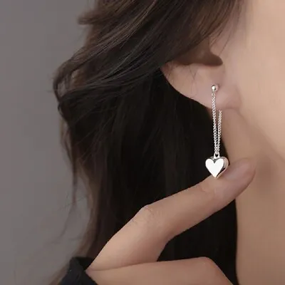 Buy Women Girls 925 Sterling Silver Heart Dangle Drop Stud Earrings Jewellery Gift  • 3.49£