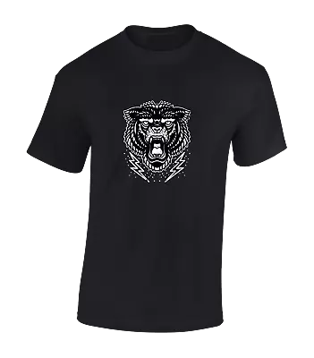 Buy Black Bear Tattoo Mens T Shirt Cool Design Retro Animal Fashion Vintage Top • 7.99£