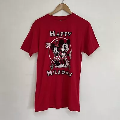 Buy Disney Christmas T Shirt Medium Red Short Sleeve Crew Neck • 9£