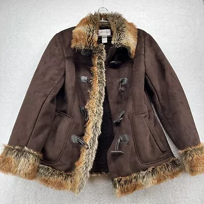 Buy Fashion Bug Women's Small Brown Faux Fur Trim Polyester Winter Jacket Coat GUC • 21.50£