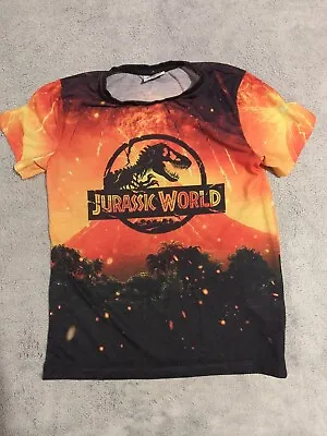 Buy Jurassic World T-Shirt Kids 9 Years Top Tee Multicoloured Large Logo AOP • 7.99£