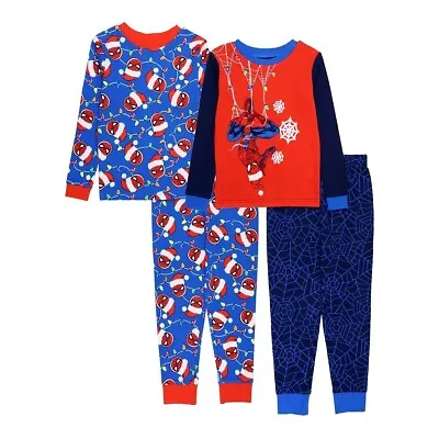 Buy Spiderman Christmas Pajamas Boys Size 4 6 8 10 Cotton 4 Piece Set Holiday Marvel • 26.70£