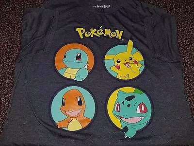 Buy Pokemon Pikachu Squirtle Charmander Bulbasaur T-shirt Gray Adult Men's L Large • 9.44£