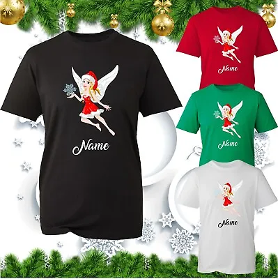 Buy Personalised Merry Christmas Fairy Snowflake T-Shirt Your Name Santa Fairy Top • 11.99£