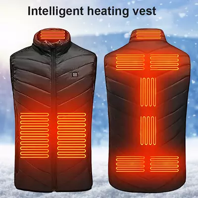 Buy Men USB Electric Heated Vest Jacket 9 Zone Warm Up Heating Pad Body Warmer Coat • 12.09£
