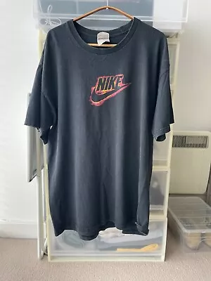 Buy Vintage Black Nike 90s/00s Style Flames Logo T-shirt In Men's Size Large  • 15£