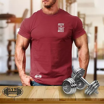 Buy Hustle For Muscle T Shirt Pocket Gym Clothing Bodybuilding Training Exercise Top • 10.99£