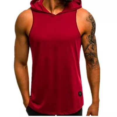 Buy Men Hooded Tank Tops Muscle T-Shirt Pullover Vest Gym Sleeveless Casual Hoodie • 6.34£