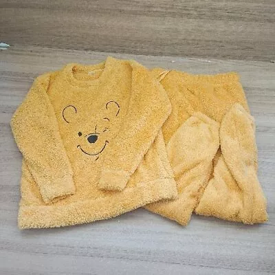 Buy Disney Winnie The Pooh Fluffy Warm Winter Pajamas Top And Bottom Set Size M Oran • 52.24£