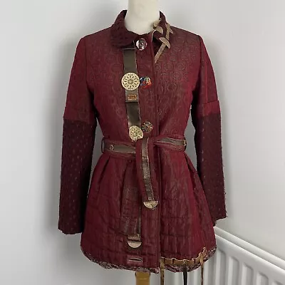 Buy Save The Queen Coat Jacket Arty Quirky Sz S Red Patchwork Lined Belted Boho • 80£