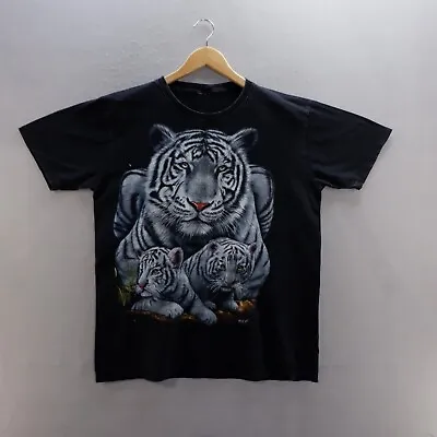 Buy Wild T Shirt Large Black Graphic Print Tiger Cubs Short Sleeve Cotton Mens • 8.99£