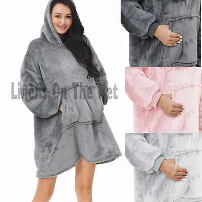 Buy Flannel Hoodie Blanket Oversized Big Hooded Sweatshirt Teens Adults • 9.99£