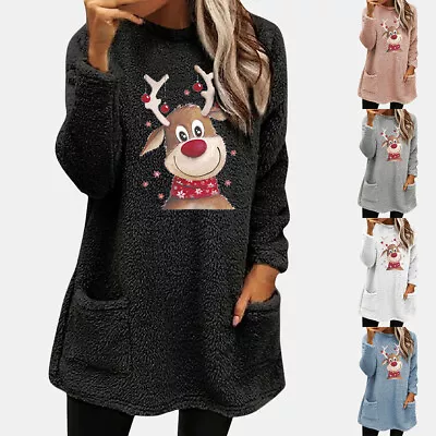 Buy Womens Christmas Print Long Sleeve T-Shirt Blouse Tunic Baggy Tops Pullover Tee • 14.69£