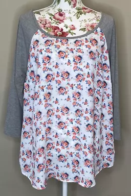 Buy Torrid Womens Plus Sz 1X Floral Print 3/4 Sleeve Raglan Baseball Tee Shirt • 6.63£