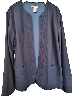 Buy Orvis Navy Open Long Sleeve Jacket Pockets Size 10-12 Medium Embroidered Lapels • 18.95£