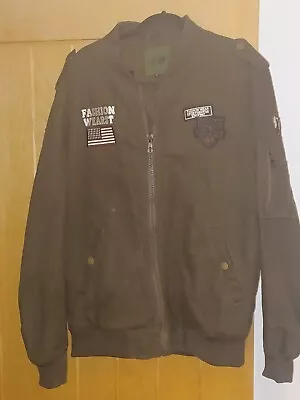 Buy Charlie Spang Men Army Green Bomber Fashion Wear Zip Closure Pockets Jacket Sz L • 6£