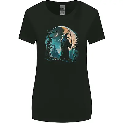 Buy A Wizard Looking At A Fantasy Moon Warlock Womens Wider Cut T-Shirt • 9.99£