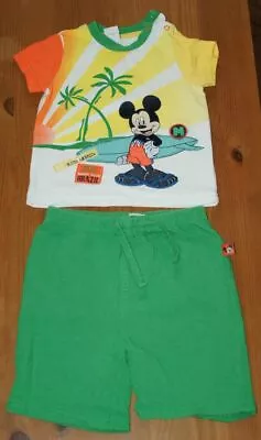 Buy Bhs Boys' Green/Yellow Disney Mickey Mouse Short Pyjamas/Top & Shorts,6-9 Months • 3.99£