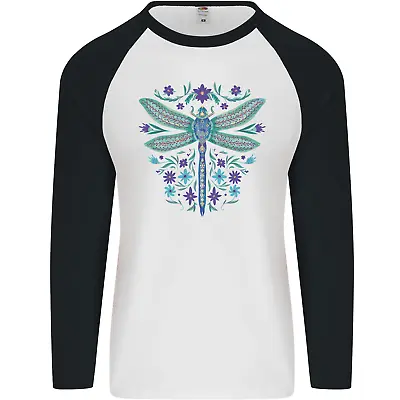 Buy A Floral Dragonfly Mens L/S Baseball T-Shirt • 9.99£