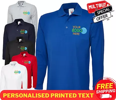 Buy Personalised Full Sleeve Polo Shirt Collared Custom Fashion Work Wear Adults Top • 5.99£