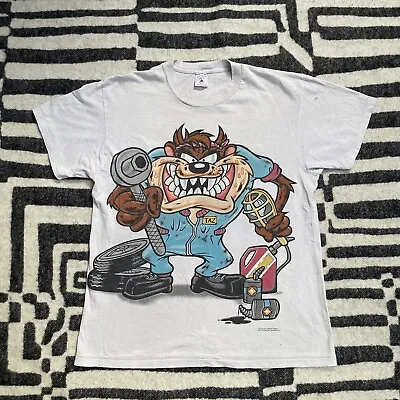 Buy Vintage 1994 Looney Tunes Taz's Garage T-Shirt Single Stitch Double Sided XL • 40£