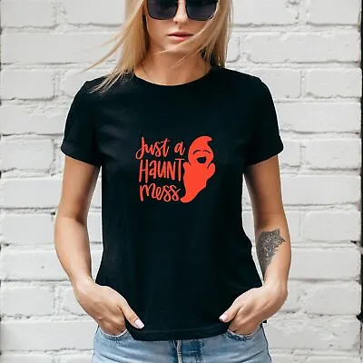 Buy JUST A HAUNT MESS T-Shirt, Amber Motif, HALLOWEEN Autumn Ghost, Unisex/Lady Fit • 15.99£