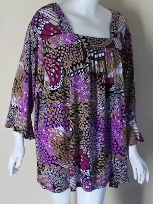 Buy Maggie Barnes -Sz 3X Funky Art-to-Wear Wild Print Blouse Shirt Top Lux  • 34.70£