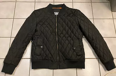 Buy Teens Urban Classic Black MA-1 Style Quilted Bomber Jacket Size Large • 20£